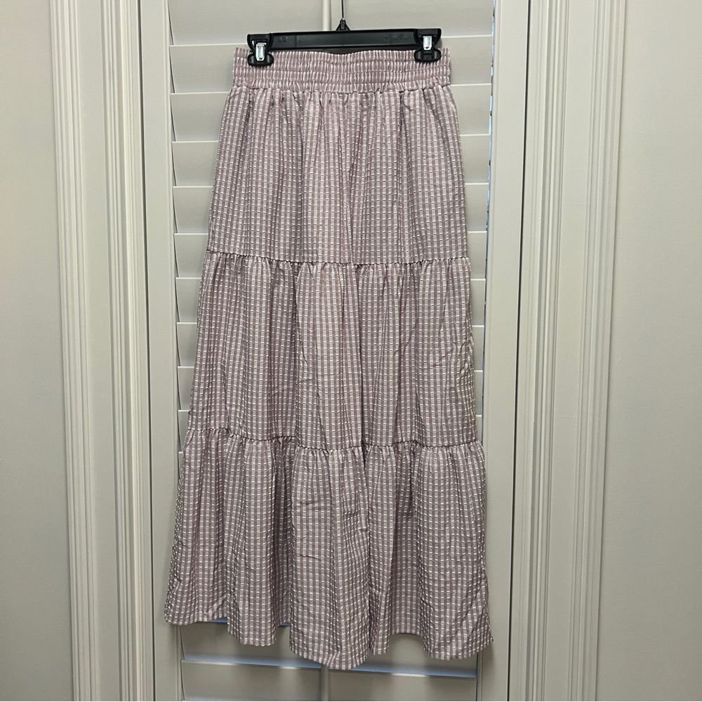 English Factory Gingham Skirt Dusty Rose Size Small EUC
